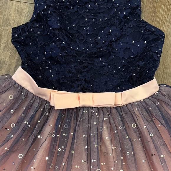 Speechless Navy and Pink Sequin Kids Dress - Picture 3 of 12